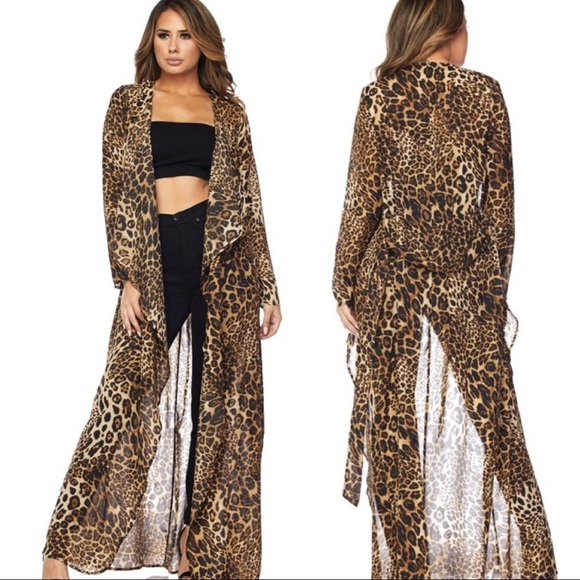 leopard print long duster